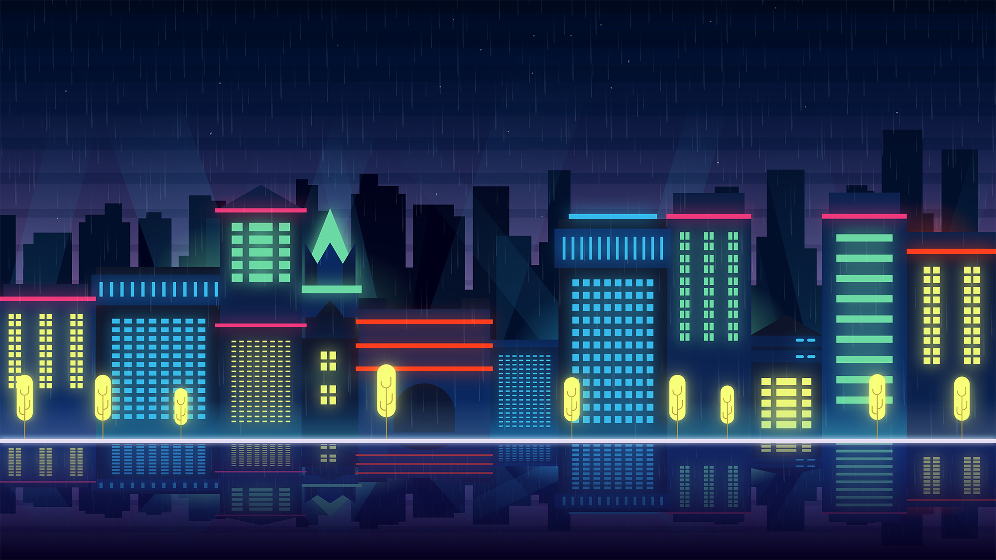 Neon city scene